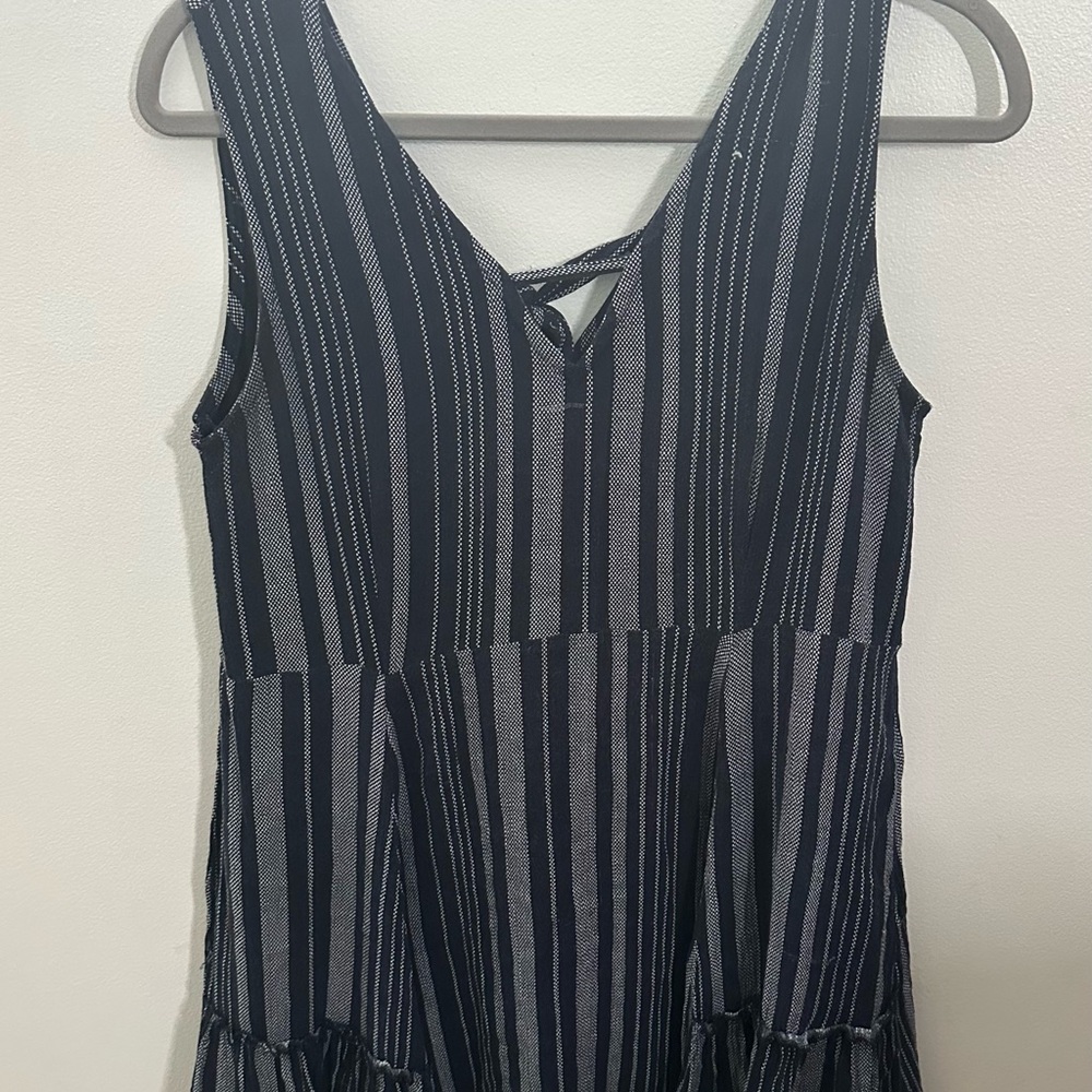 Striped navy and white Sleeveless Dress - M